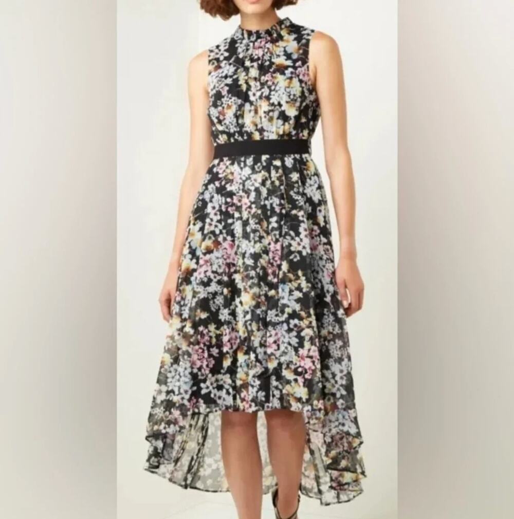 Ted Baker Malorie Jasmine Dress Size 2 US 4-6  Sleeveless Dip Hem Floral Print